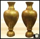A pair of unusually very large antique Damascene Damascus urns