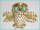 18 Karat Gold & Enamel Owl Brooch
