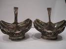 Pair of Antique Russian Solid Silver Filigree Baskets