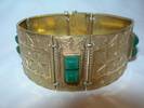 Art Deco 18 Karat Gold & Green Chrysoprase Bracelet