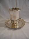 Contemporary Sterling Silver Kiddush Cup & Fluted Saucer