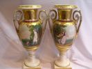 Pair French Empire 19th Century Porcelain Urns