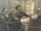 Antique Oil Painting Rabbinic Discussion