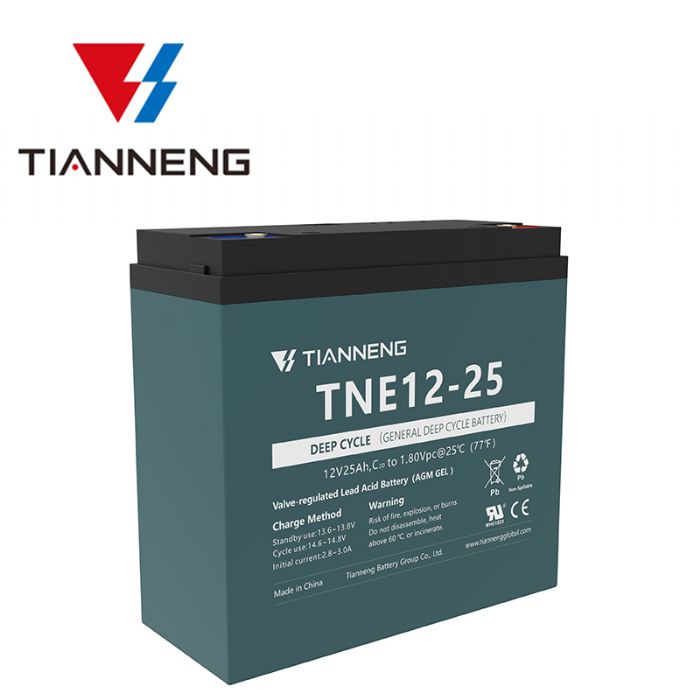 מצבר ג'ל פריקה עמוקה 12V-25Ah תוצרת TIANNENG