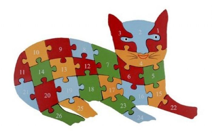 פאזל לילדים מעץ צורת חתול