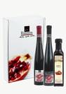 מארז יוקרתי המכיל יין רימונים קינוח 500 מל ויין רימונים חצי יבש 500 מל ותרכיז רימונים 250 מל  220 שח