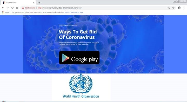 התחזות לאפליקציה של ארגון הבריאות העולמי