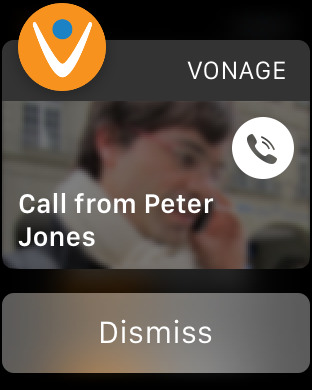 מסך האפליקציה VONAGE בשעון אפל