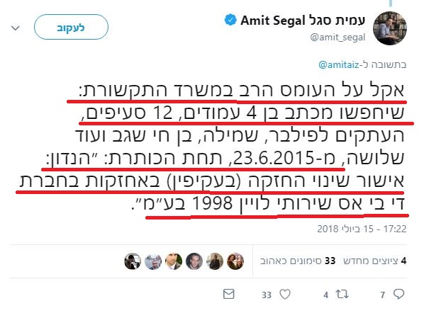 ציוץ של עמית סגל