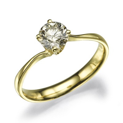 טבעת אירוסין זהב צהוב - Gentle twist