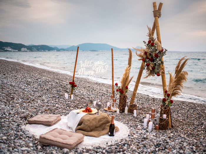 Boho-Chic Beach Proposal in Rhodes