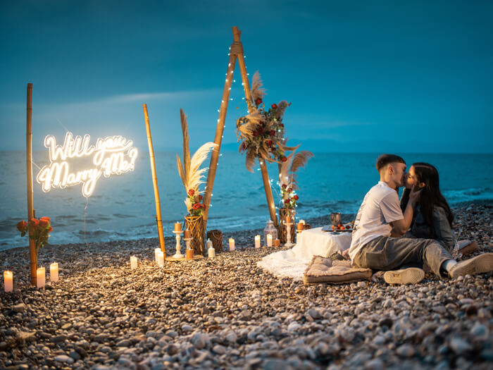 beach proposal in Rhodes