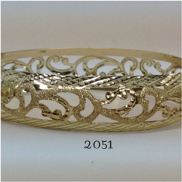 צמיד זהב 14K שמיניות מרוקאי משולב חריטת יהלום עם נצנץ וקנטים בוהקים בצדדים (2051)