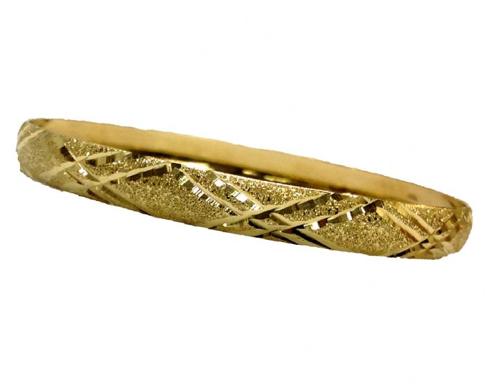 צמיד זהב 14K משולב נצנץ וחריטת יהלום בצורה של מעוינים בעבודת יד (2006)