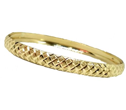 צמיד זהב 14K בצורה של קוביות בחריטת יהלום על רקע נצנץ בעבודת יד (2099)