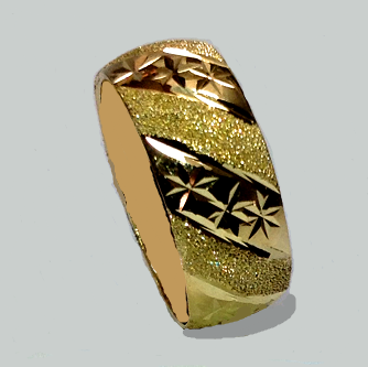 טבעת נישואין זהב 14K מקומר כוכבים עם נצנץ משולב (4015)
