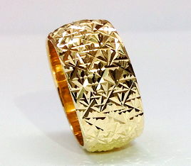 טבעת נישואין זהב 14K עם כוכבים בלגן (4055)