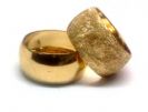 טבעת זהב 14K מקומר נקודות נצנץ או חלק מבריק ברוחב 10.5 מ"מ הכל בעבודת יד (4397)
