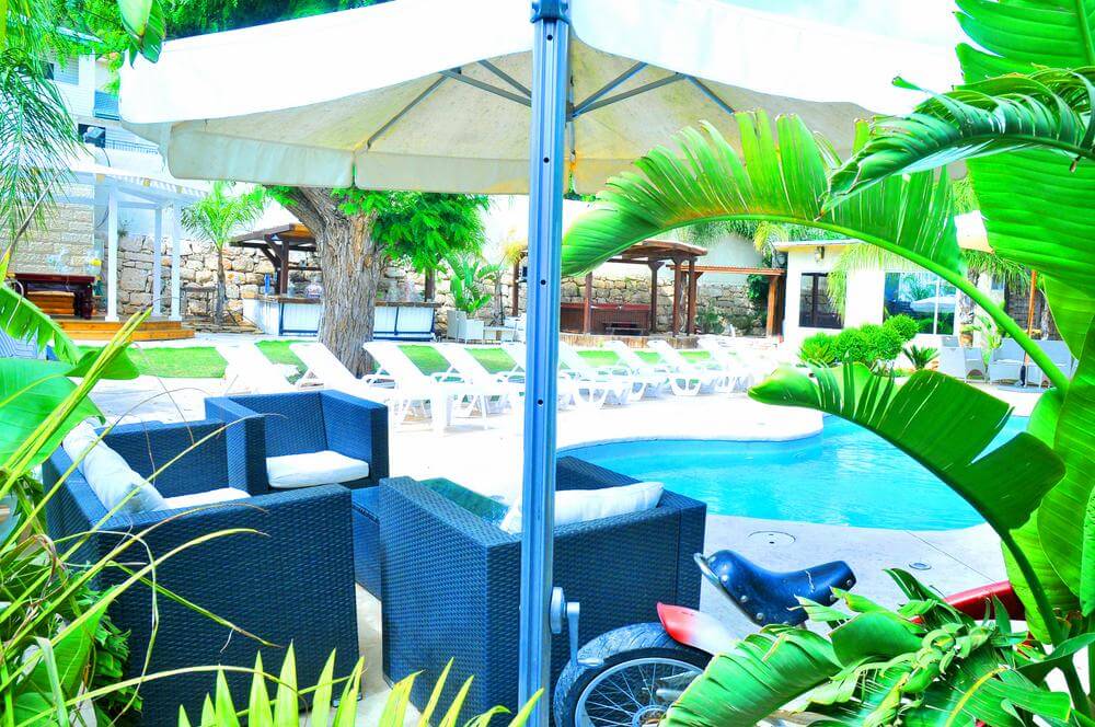 וילה זכריה - חצר עם צמחיה עשירה ובריכה