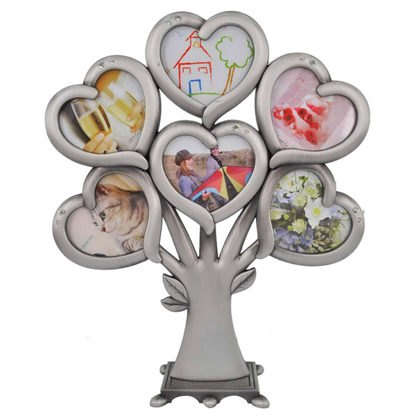 עץ משפחה 6 מסגרות לתמונות לבבות