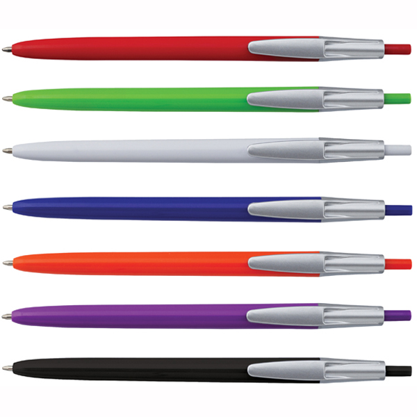 עט כדורי דק דגם "דאלי"בצבעים עם קליפס כסוף