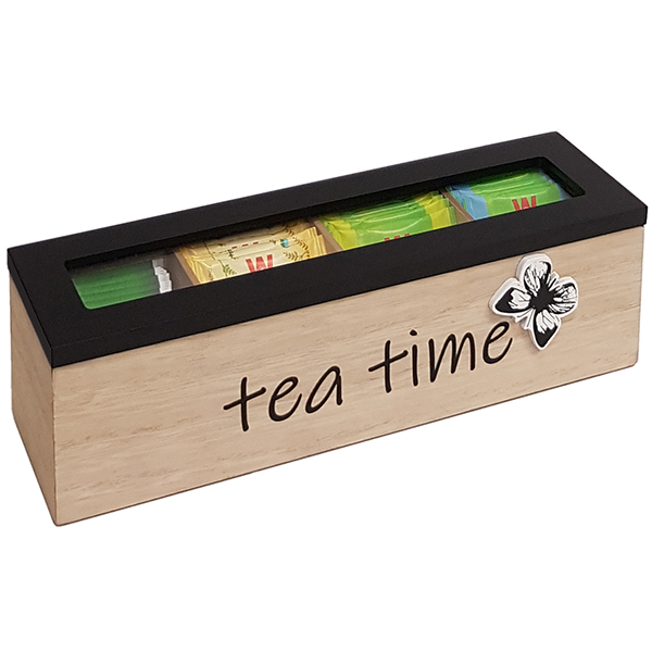 "TEA TIME" מארז עץ לתה 4 תאים