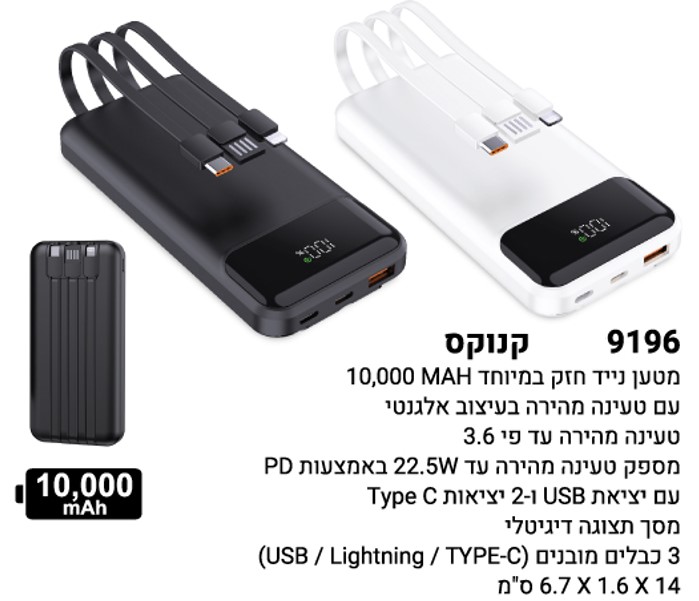 סוללת גיבוי חזקה במיוחד 10,000