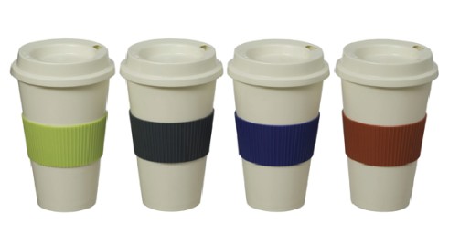 כוס תרמית פלסטיק עם מכסה סיליקון