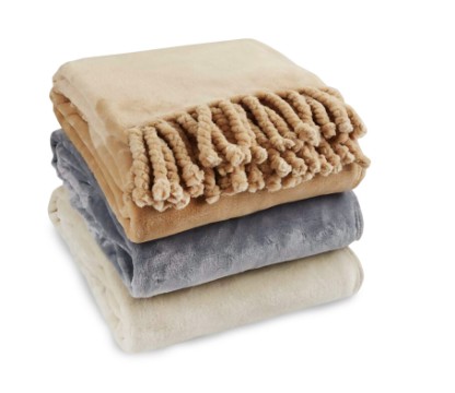 שמיכת קורל פליז עם פרנזים