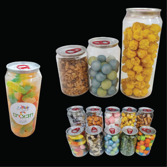 פחית שקופה עם מילוי לפי בחירה