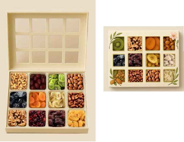 מארז ריבועים - 12 קופסאות עם פירות יבשים