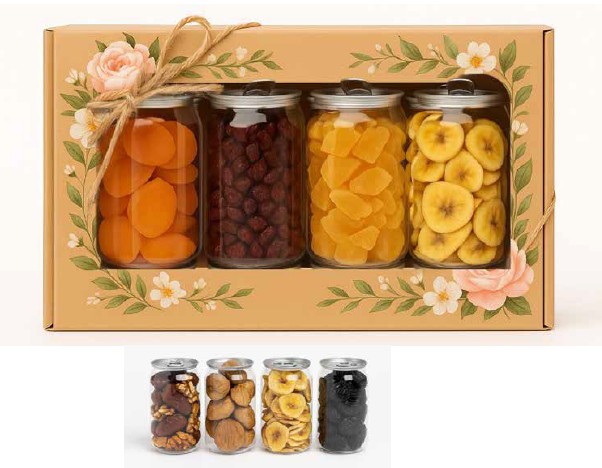 מארז 4 פחיות עם פירות יבשים