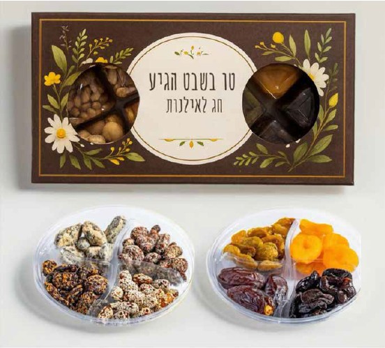 מארז 2 מגשים עם 8 סוגי פירות יבשים