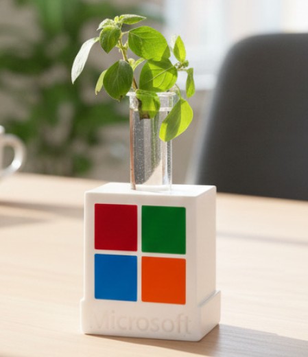 אגרטל ייחור המבוסס על צורת הלוגו