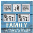 מסגרת עץ תכלת משולבת ל 5 תמונות FAMILY
