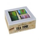 "TEA TIME" מארז עץ טבעי לתה, 4 תאים
