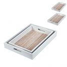 סט שני מגשי עץ מעוטרים