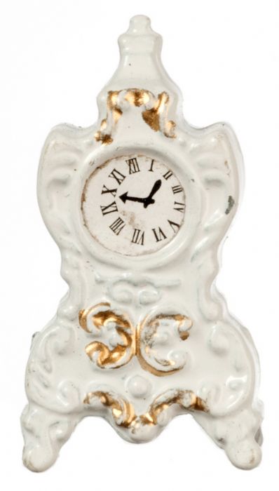 שעון שולחני מיניאטורי בעיצוב לבן עתיק