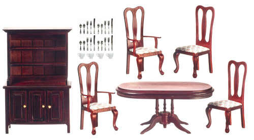 שולחן אובלי + 4 כיסאות מיניאטוריים + ארונית