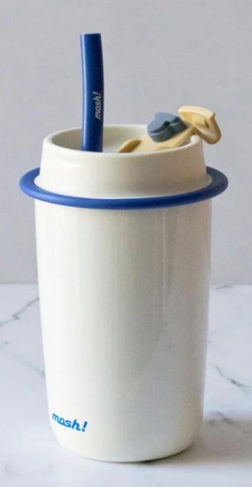 כוס תרמית לאטה עם קש 350 מ"ל