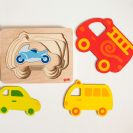 צעצועי עץ GOKI פאזל שכבות מכוניות 57704