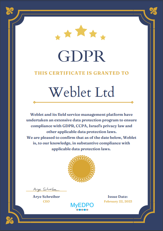 WEBLET GDPR Compliance