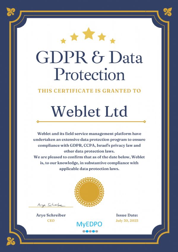 WEBLET GDPR Compliance