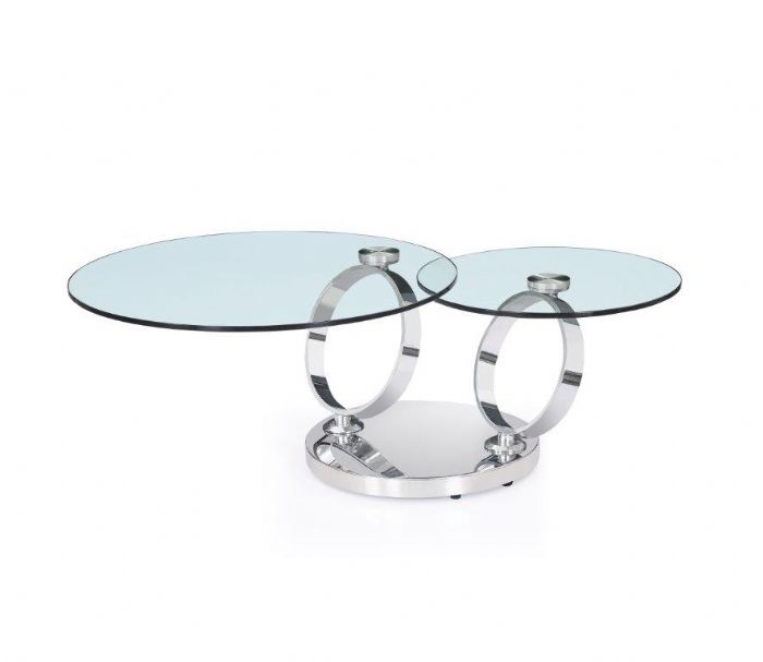 שולחן סלון קרמיקה / זכוכית שקופה נפתח עם בסיס נירוסטה