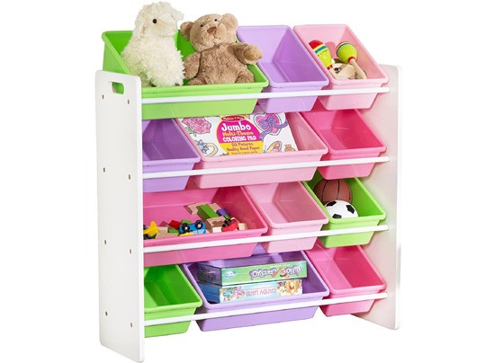 ארגונית צעצועים 12 קופסאות צבעוניות גימור לבן בהיר דגם SRT-01603 מבית honey can do ארה"ב