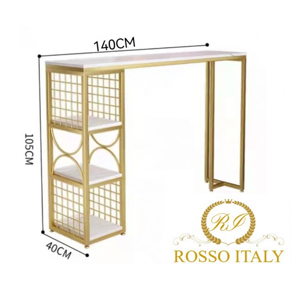 שולחן לאי מטבח ממתכת מעוצבת ושיש ללא כסאות דגם MSH-5-73 סדרה יוקרתית מבית ROSSO ITALY