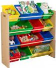 ארגונית צעצועים 12 קופסאות צבעוניות גימור עץ דגם SRT-01602 מבית honey can do ארה"ב