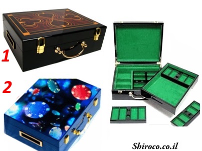 מזוודת עץ מהגוני מפוארת ריקה ל 500 ז'יטונים