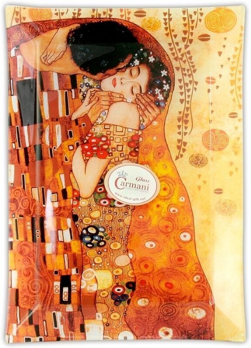 פלטה -צלחת הגשה דקורטיבית גוסטב קלימט. 20X28 ס"מ - G. Klimt, The Kiss