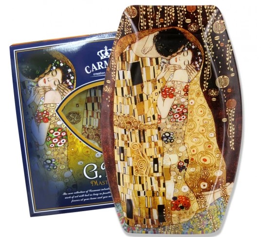 פלטה - צלחת הגשה דקורטיבית גוסטב קלימט. (CARMANI)  30.8x20.9 ס"מ - G.Klimt, The Kiss